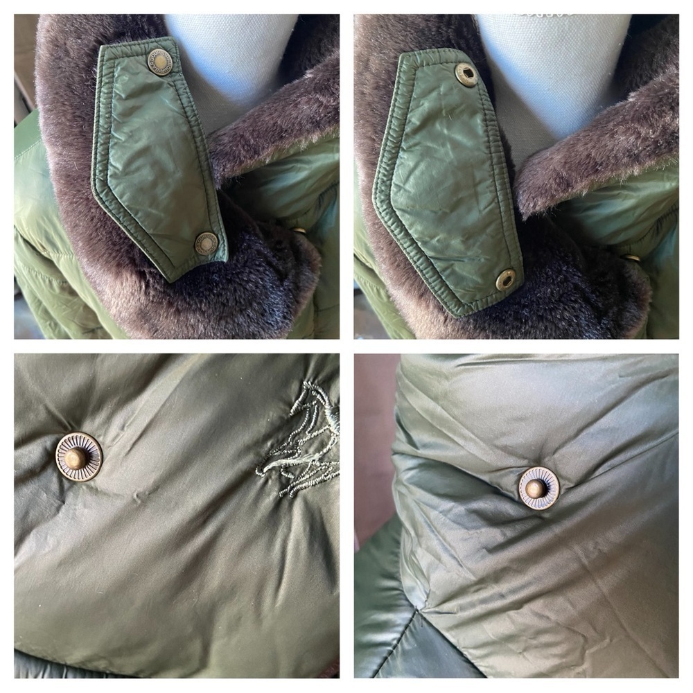 BARBOUR Green Mullein Faux Fur Collar Quilted Jacket Coat Size US 14 Sage Green - Picture 4 of 16